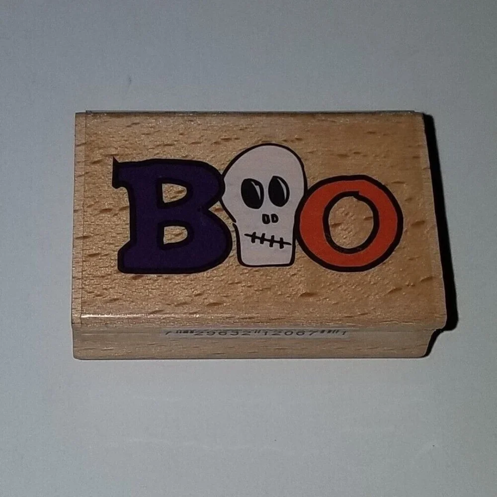 NEW BOO Halloween Skull Rubber Stamp Studio G 2011 Hampton Art NEVER USED